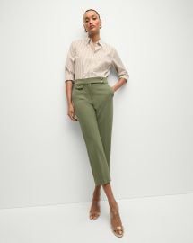 Renzo Cropped Pants in Stone Army Green at Veronica Beard