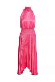 Renzo Pleated Satin Silk Dress at Orchard Mile