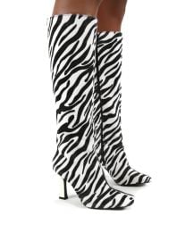 Repeat Zebra Heeled Knee High Boots Public Desire at Public Desire