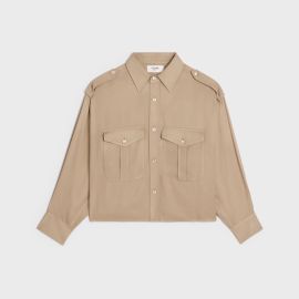 Reporter boyfriend shirt in viscose - Beige CELINE at Celine