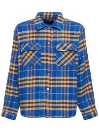 Represent Checked flannel shirt w logo embroidery at Luisaviaroma