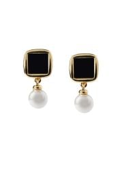 Resin and Pearl Dangle Earrings at Ming Wang