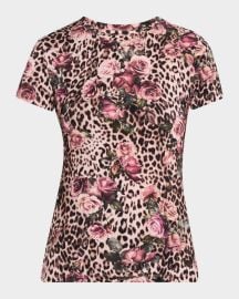 Ressi Short-Sleeve Floral Leopard Tee at Neiman Marcus