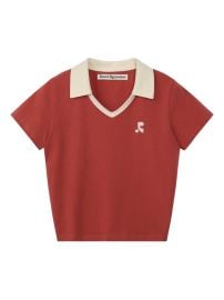 RestampRecreation V-neck Collar Top Red at Farfetch
