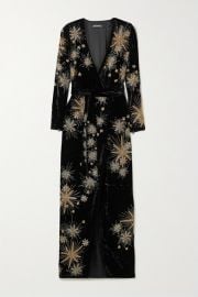 Retrof  te - Rita embellished velvet maxi wrap dress at Net A Porter