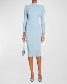 Retrofete Aylin Padded Shoulder Ribbed Midi Bodycon Dress at Neiman Marcus