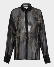 Retrofete Cherish Sheer Embellished Shirt at Neiman Marcus