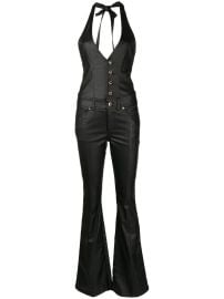 Retrofete Cynthia button-down Halterneck Jumpsuit Black at Farfetch