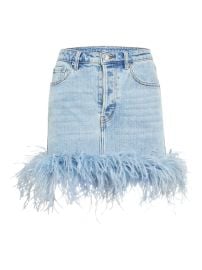 Retrofete Elvie feather-embellished Denim Skirt Blue at Farfetch