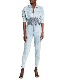 Retrofete Eti Smocked Denim Jumpsuit at Neiman Marcus