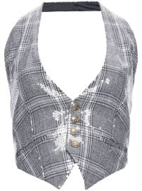 Retrofete Haddy Checked Halterneck Top Grey at Farfetch