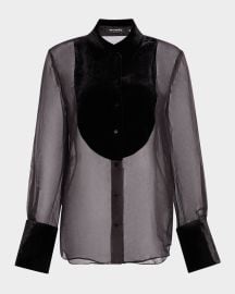 Retrofete Liana Sheer Silk Velvet Blouse at Neiman Marcus