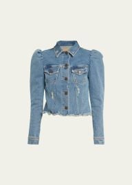 Retrofete Rissa Puff Sleeve Distressed Denim Jacket at Bergdorf Goodman