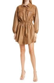 Retrofte Brandi Long Sleeve Leather Shirtdress at Nordstrom