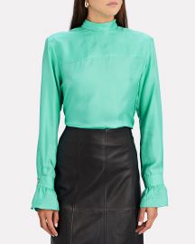 Reverse Tie Neck Silk Blouse at Intermix