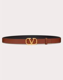 Reversible Vlogo Signature Belt In Glossy Calfskin 20 Mm for Woman in Saddle Brown Valentino US at Valentino