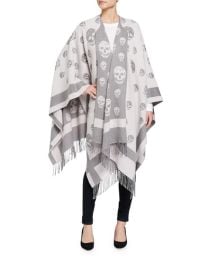 Reversible Wool & Cashmere Skull Jacquard Cape at Neiman Marcus