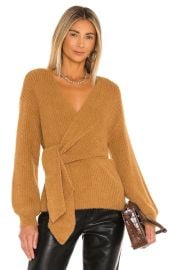 Revolve x House of Harlow 1960 Khalida Wrap Sweater in Burnt Caramel at Revolve