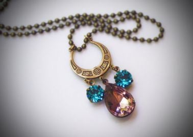 RewElliott Gatsby Style Crescent Necklace at Etsy