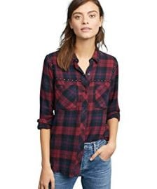 Rex Plaid Button-Front Studded Shirt at Amazon