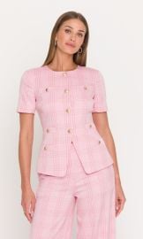Reyes Suiting Jacket in Pink Plaid Generation Love at Generation Love