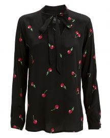 Rhea Cerise Tie Neck Blouse at Intermix