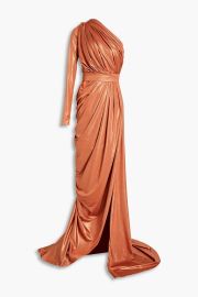 Rhea Costa One Shoulder Draped Metallic Jersey Gown at The Outnet