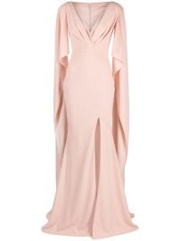 Rhea Costa cape-design V-neck Gown - at Farfetch