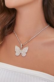 Rhinestone Butterfly Pendant Necklace at Forever 21