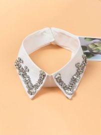 Rhinestone Decor Dickey Collar USA at Shein