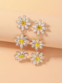 Rhinestone Flower Drop Earrings USA at Shein