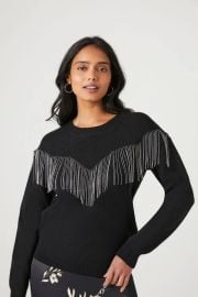 Rhinestone Fringe-Trim Sweater at Forever 21