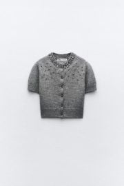 Rhinestone Knit Cardigan at Zara