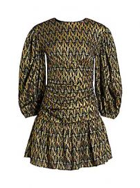 Rhode - Donna Metallic Print Puff-Sleeve Mini Dress at Saks Fifth Avenue