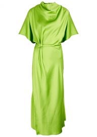 Rhode green draped satin midi dress at Harvey Nichols