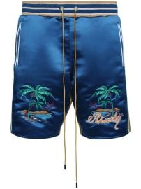 Rhude Palm Satin Souvenir Shorts at Farfetch