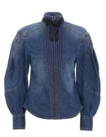 Rhythmic tie detailed denim shirt by Zimmermann at Zimmermann