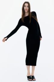 Rib-Knit Bodycon Dress with Low-Cut Back - Black - Ladies HampM US at H&M