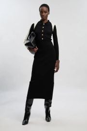 Rib Knit Long Sleeve Military Midi Dress at Nordstrom
