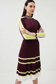 Rib Knit Sporty Color Block Zip Dress at Karen Millen