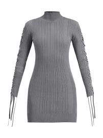 Rib Lace-Up Long-Sleeve Dress by Herve Leger at Saks Fifth Avenue