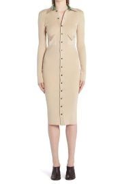 Rib Long Sleeve Stretch Silk Blend Military Sweater Dress at Nordstrom