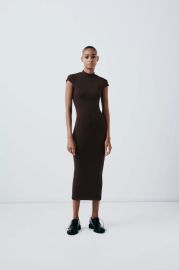 Rib Mock Neck Midi Dress at Zara