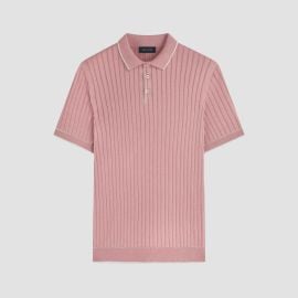 Rib Stitch Short Sleeve Polo Sweater BUGATCHI at Bugatchi