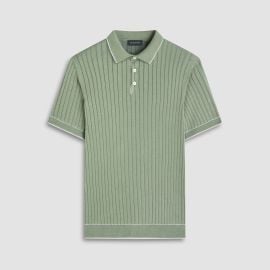 Rib Stitch Short Sleeve Polo Sweater BUGATCHI at Bugatchi