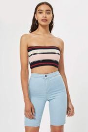 Rib Stripe Bandeau Top at Topshop