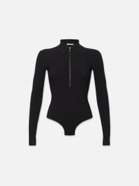 Rib Zipper Bodysuit in Noir FRAME at Frame