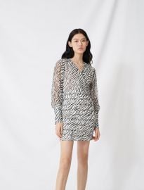 Ribane Zebra Print Long Sleeve Minidress by Maje at Maje