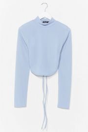 Ribbed Backless Long Sleeve Crop Top at Nasty Gal