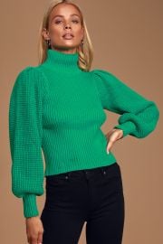 Ribbed Balloon Sleeve Turtleneck Sweater by Lulus at Lulus